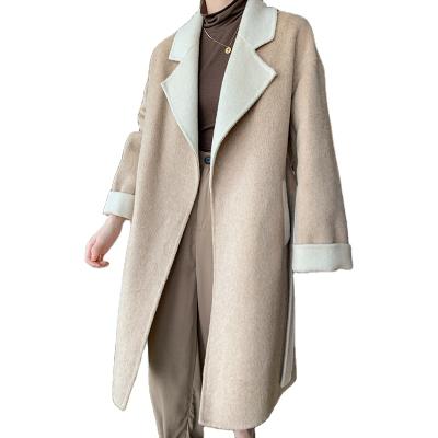 China High Grade A Anti-Wrinkle Elegant Trench Line Women Long Wool Double Sided Cashmere Coat for sale