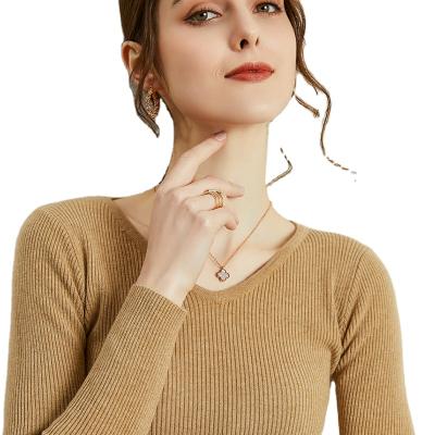 China Hot New Autumn Women's Sweaters Knitwear V-Neck Band Solid Color Warmth Shrink-proof for sale