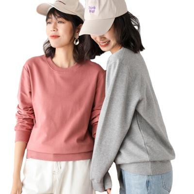 China Anti-wrinkle fashion fabric cotton fine crewneck long sleeve sweatshirt for ladies for sale