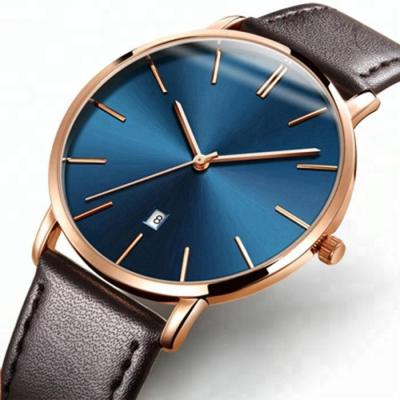 China OEM Fashion Non-Specific Luxury Genuine Leather Strap Ultra Thin Watch For Men for sale