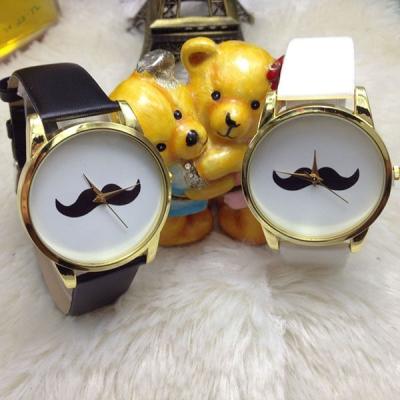 China Non-specific 2021 Simple Alloy Leather Mustache Stash Printed Water Proof Watches Simple Watches Women Watch Ladies for sale