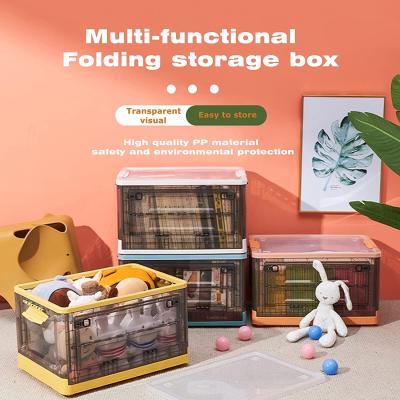 China Sustainable Folding Storage Box With Lids Storage Plastic Collapsible Cube With Big Wheel Stackable Folding Crates for sale