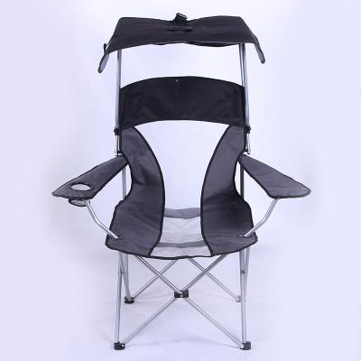 China Modern Simplicity Outdoor Portable Sun Shade Camping Beach Folding Chair with Canopy, Armrest and Cup Holder for sale