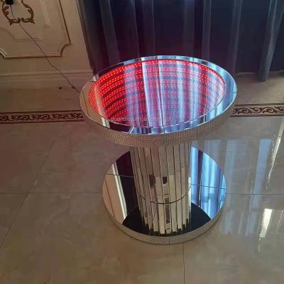 China Floating (Adjustable Effect New Arrival 3D LED Other) 2022 Crystal Mirrored Side Table End Table Diamond Crushed for sale