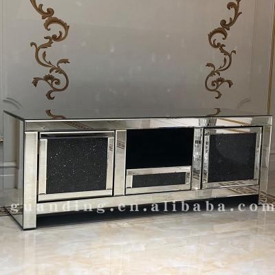 China Mirrored / diamond / modern black crushed crystal diamond hot sales crystal mirrored TV cabinet in the TV stands for sale