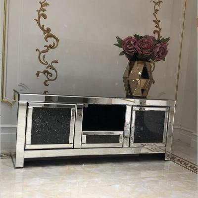 China New Design Modern Crush And Diamond Furniture Glitz Mirrored TV Cabinet Stand/Tv Table Good Quality for sale