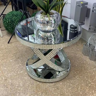 China Contemporary Luxury Living Room Furniture Crushed Diamonds Accent Mirror End Side Table for sale