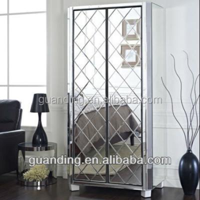 China Wardrobe mirrored 2 door wardrobe with mirror for sale