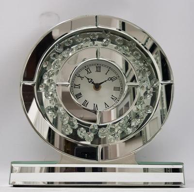 China Hand Cut Crushed Diamond Crush Sparkly Mirrored Diamond Wall Clock for sale