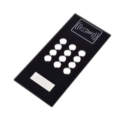 China High Quality Durable 2mm Silk Screen Printing BlackTempered Touch Switch Glass Panel For Access Control System for sale