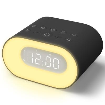 China GOGOLIN Wooden Grain White Noise Smart LED Alarm Clock Speaker RGB Ambiance Control Sleep Colorful Lamp Colorful LED Sound Speaker for sale