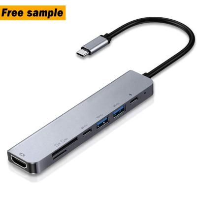 China oem odm usb 3.0 4k tf sd rj45 wireless charge with ethernet to vga 7 in 1 7port type c hub type c hub for sale