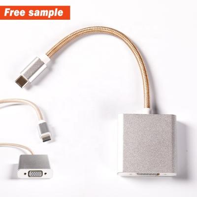 China LAPTOP Amazon Hot Sale 0.15m 1080p Silver Nylon USB-c Male To Female Type - C To VGA Adapter for sale