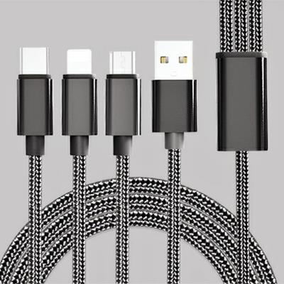 China MP3/MP4 Player 3 in 1 USB Cable Nylon Braided USB Charging Data Cable for Android IOS Devices for sale