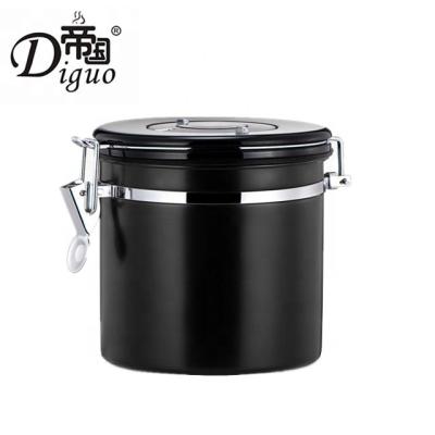 China 2021 Amazon Air Hot Sale 800ml 28Oz 250g Black Color Stainless Steel Tight Sealed Canister For Sugar Food Coffee Bean Tea for sale