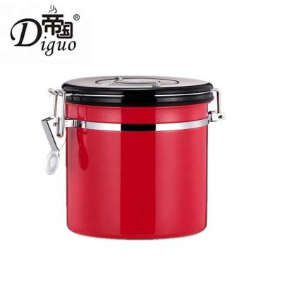 China 2021 Amazon Air Tight Red Color Stainless Steel Hot Sale 1200ml 42Oz Airtight Canister For Sugar Food Coffee Bean Tea for sale