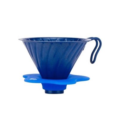 China Diguo 2022 Popular 1 - 4 Blue Color Stainless Steel Coffee Tea Filter Drip Holder Cup Filter Cup for Coffee V60 Tea Shaped for sale