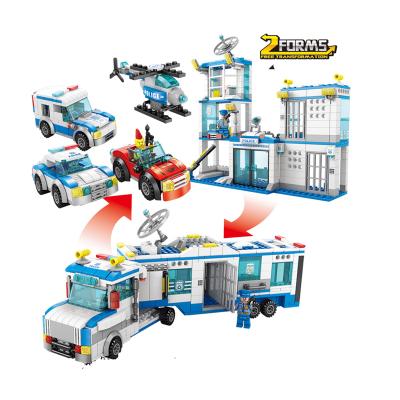 China Yuanyuanle Factory 804pcs Series Intelligence Development Building Blocks Wholesale Police Headquarters With Figures Diy Model Toys Educational Building Blocks for sale