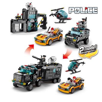 China Factory Wholesale Legoed City Police Station Eco-friendly Non-toxic Non-toxic Building Block Eco-friendly Police Control Car Kids Bricks Toy for sale