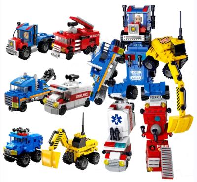 China Defromation Toys Defromation Toys Amazon Customized Robot Legos Toy Police Car Fire Truck Building Blocks Brick Transfomr for sale