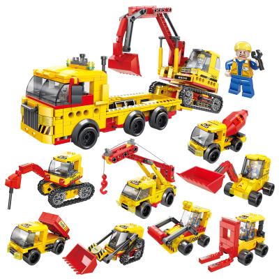 China Intelligence Development Excavator Crane Forklift Crane Truck Toys Intelligence Development LELE BROTHER Small Brick Building Blocks Toys for sale