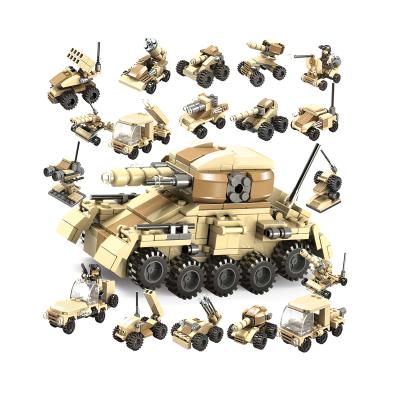 China Creative Intelligence Development LELE BROTHER Creative DIY Army Toys Set Military Building Blocks Toy Model For Boys Small Battle Tank for sale