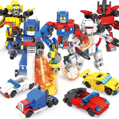 China Hot Selling Brick Toy Intelligence Development Robot Toy and Car 4 IN 1 Building Blocks Toy Creative Kids DIY Assemble Building Blocks for sale