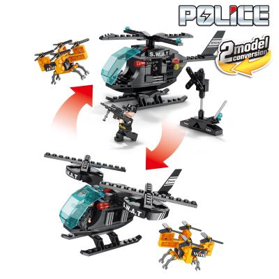 China Intelligence Development City BANG Police Helicopter UAV 2 IN 1 Building Bricks Leogs Building Block Set Compatible for sale