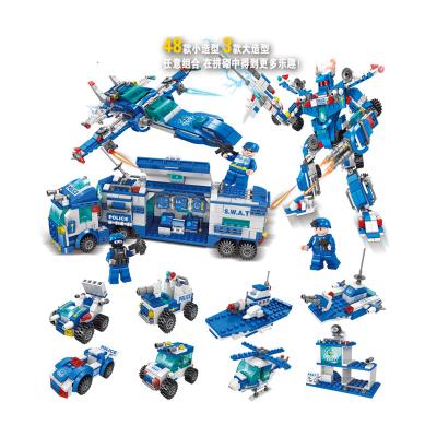 China Intelligence Development 51 IN 1 RUN 758 Pcs City Police Station Building Block Car Helicopter City Truck Blocks Creative DIY Toys for sale