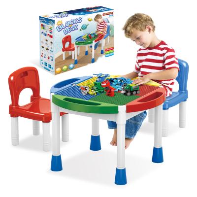 China Intellectual Development Toys Multifunctional Intellectual Development Toys Children's Study Table Compatible Building Block Play Table LEGOS With Chair for sale