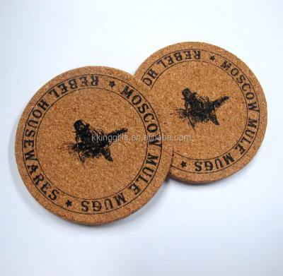 China Viable custom 9mm thickness edging screen printed wooden empty cork cup pad coasters from China factory for sale