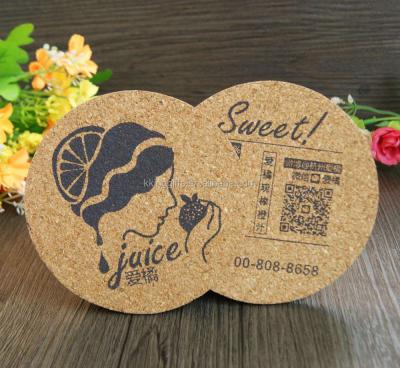 China Sustainable bulk wooden tea mats/wholesale round beer beverage cup pads/custom round cardboard cork coasters for sale