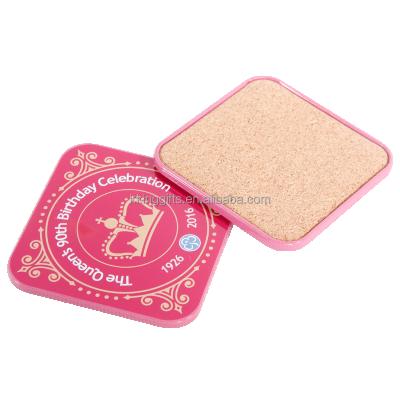 China Viable Wholesale Square Metal Tin Coaster with Cork Back Tin Coaster Set with Tin Box for sale