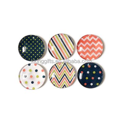 China Geometric Design Eco-friendly Colorful Glass Magnet Set Round Shape Fridge Decorative Magnet for sale