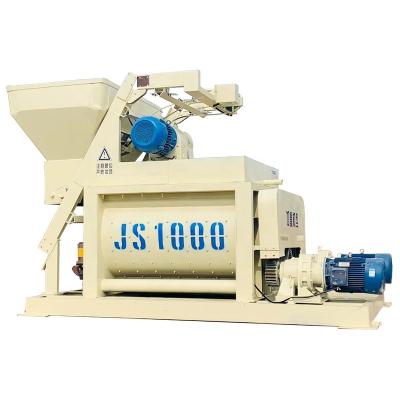 China Building Industry Twin Shaft JS1000 1m3 Volume Cement Mixer Universal ISO/CE Approved Twin Shaft JS1000 Cement Mixer for sale