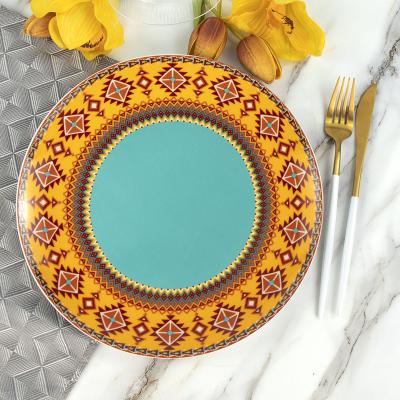 China Sustainable Morocco Style Dinner Plate Plate Large Ceramic Kitchenware Porcelain Dinnerware for sale