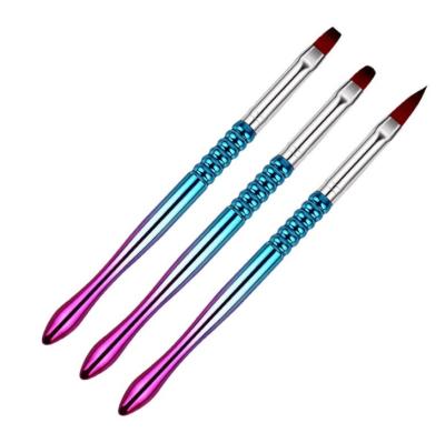 China Hot Selling Nail Hair Rainbow Nylon Nylon Gel Brush Metal Nail Art Tools Pen Acrylic Nail Brush for sale