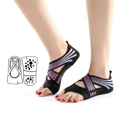 China Wholesale QUICK DRY 2 Toe Ballet Grip Anti-slip Yoga Socks Women Yoga Socks With Cross Straps for sale