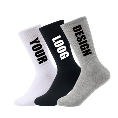 China QUICK DRY Cheap Design Own Jacquard Custom Logo Cotton Men Crew Socks Fashion Embroidery Custom Made for sale