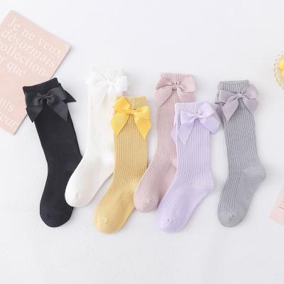 China High Quality QUICK DRY Autumn Winter Cute Baby Cotton Socks Floor Fashion Solid Color Girls Princess Bow Tie Children Warm Socks for sale