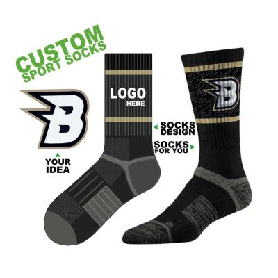 China YY-104 Custom Sporty Crew Breathable Studs Logo Baseball Crew Sports Socks Logo Crew Socks Unisex Custom Made for sale