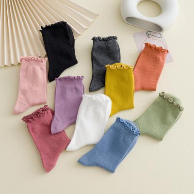 China New Arrival QUICK DRY Solid Ruffles Soft Cotton Women Slouch Socks Spring Cute Summer Girl Socks for sale