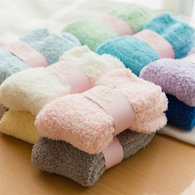 China Scrambled Socks Fuzzy Fluffy Women Socks Soft Logo Winter Warm Long Socks Cute Crew Floor Luxury Custom Made Bulk Wholesale QUICK DRY Solid Color for sale