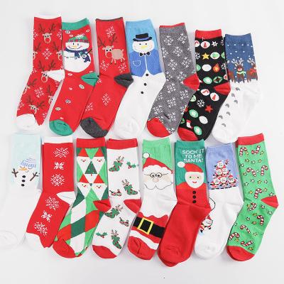 China QUICK DRY Cotton Breathable Christmas Socks Elk Santa Claus Snowman Knit Cartoon Socks for sale