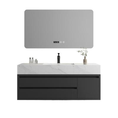 China Modern Wall Mounted New Style LED Mirrored Bathroom Vanity Set Modern Wood Luxury Solid Ceramic Basin Vanity Set for sale