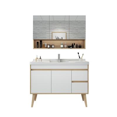 China Modern European Style Bathroom Vanity Supplier With Mirror Floor Bathroom Solid Wood Sink With Vanity for sale