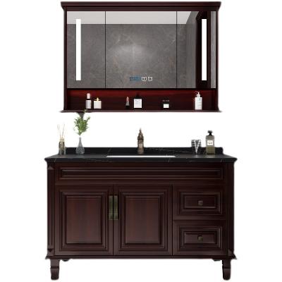 China Traditional Luxury Bathroom Makeup Vanity Set With Dressing Table Mirror With Lights And Bathroom Cabinet for sale