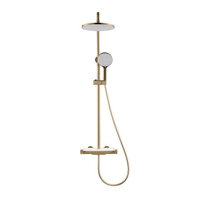 China With Diverter 3 Function Luxury Thermostatic Shower Sets Copper Wall Mounted Shower Taps Golden Bath And Shower Faucets for sale