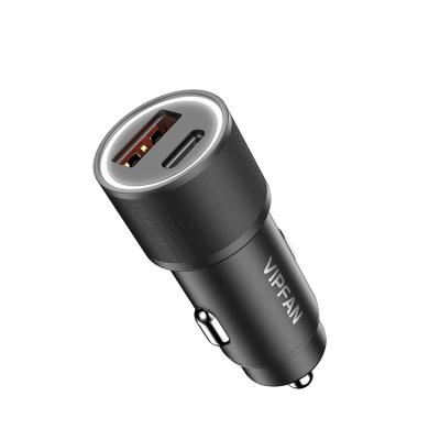 China VIPFAN 36W palladium aluminum palladium type-c charging car usb phone charger fast charging car adapter for sale