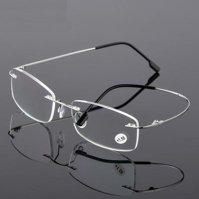 China Comfortable For Long Hour Wear Ultralight Titanium Alloy Rimless Glasses Reading Glass For +1.0+1.5+2.0+2.5+3.0+3.5+4.0 Men-Women for sale